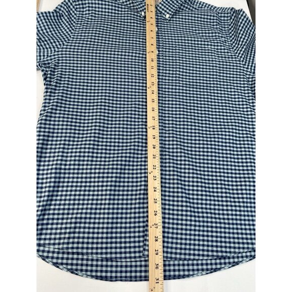 Faherty Stretch Oxford Shirt Mens XL Ocean Teal Gingham Button Down Casual Check - Picture 12 of 16
